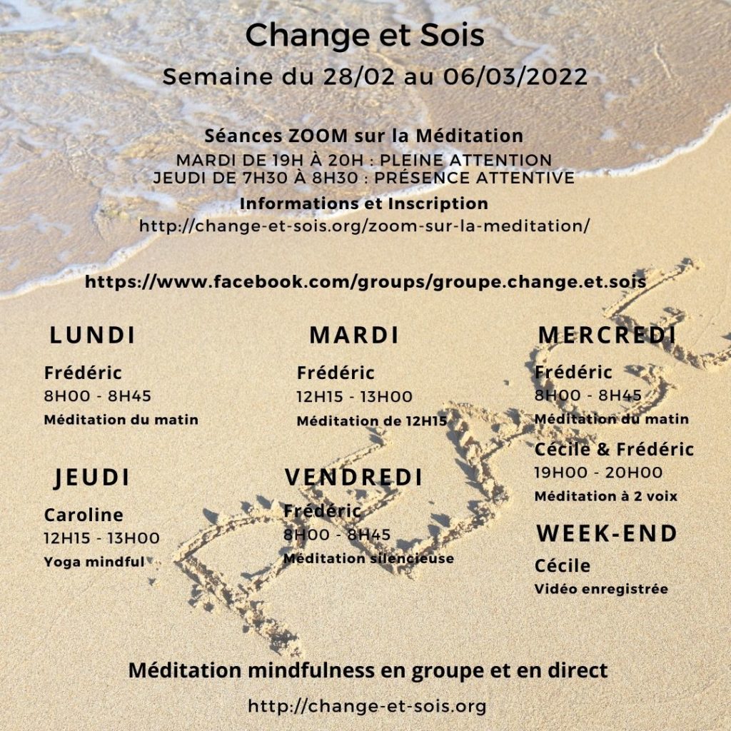 Planning du groupe Facebook “Change et Sois” du 28/02 au 06/03/22