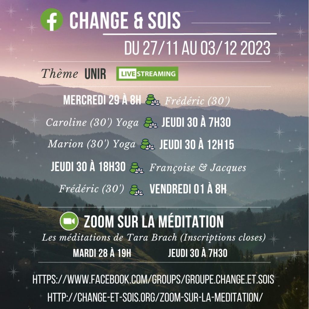 Planning du groupe FB “Change et Sois” (Semaine du 27/11/23)