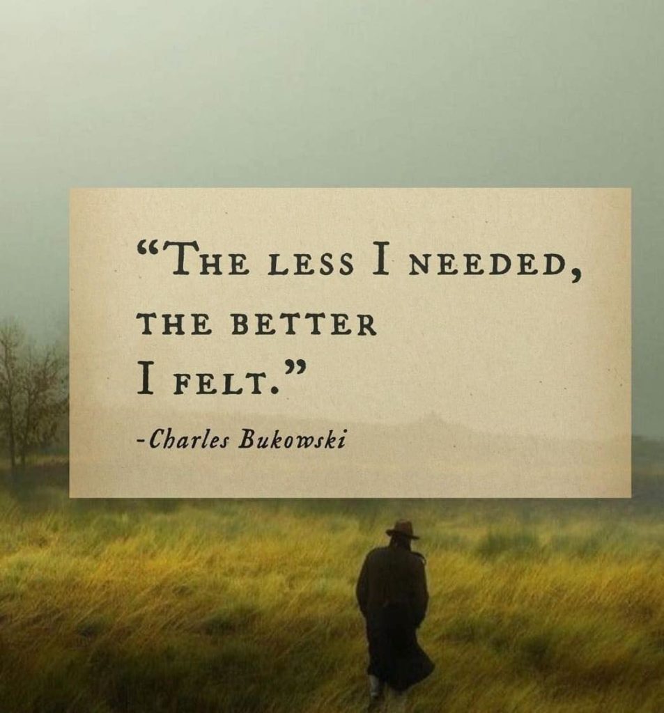 The less I needed the better I felt - Charles Bukoswki