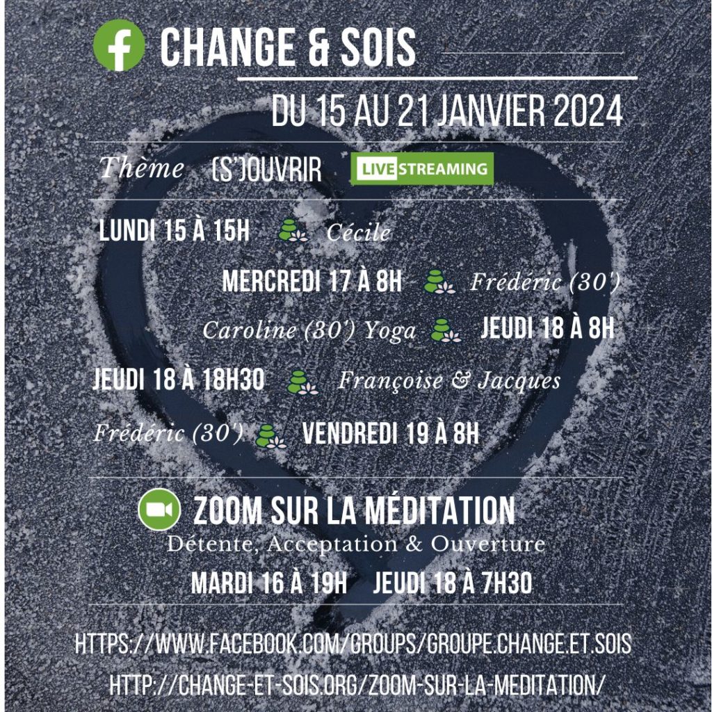 Planning des séances FB de Change et Sois (15/01/24)