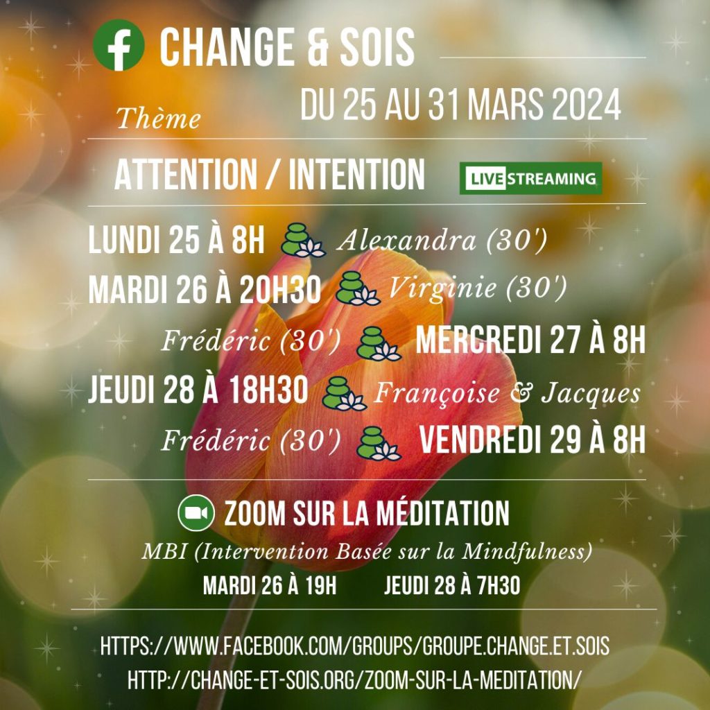 Planning Séances Facebook de Change et Sois (25/03/24)